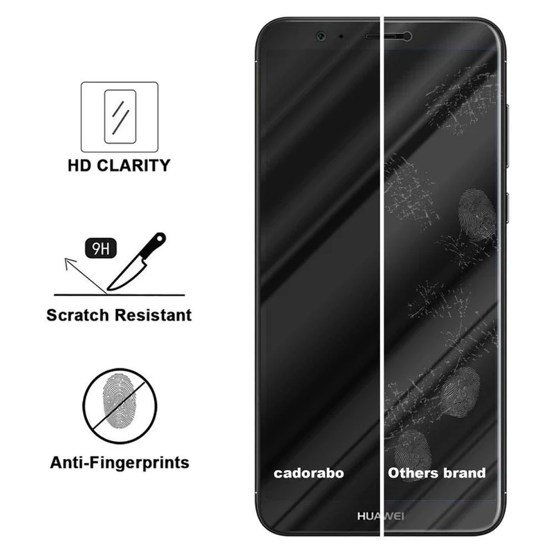 Cadorabo Vollbild Panzer Folie kompatibel mit Huawei P SMART 2018 / Enjoy 7S - Schutzfolie Gehärtetes (Tempered) Display-Schutzglas in 9H Härte mit 3D Touch