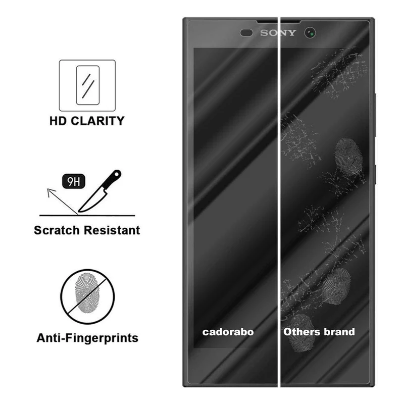 Cadorabo Panzer Folie kompatibel mit Sony Xperia L2 - Schutzfolie Gehärtetes (Tempered) Display-Schutzglas in 9H Härte mit 3D Touch Kompatibilität