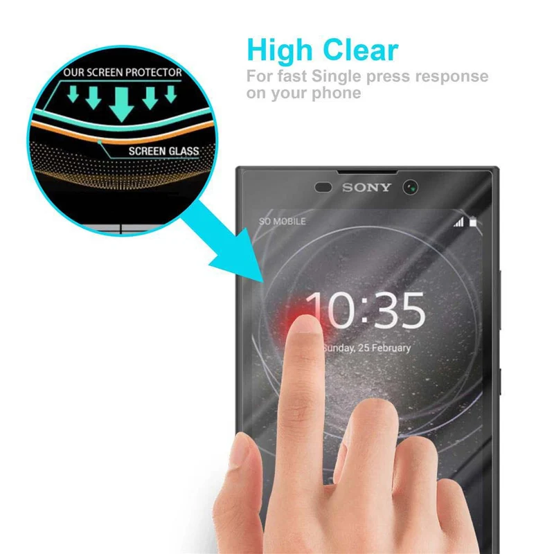Cadorabo Panzer Folie kompatibel mit Sony Xperia L2 - Schutzfolie Gehärtetes (Tempered) Display-Schutzglas in 9H Härte mit 3D Touch Kompatibilität