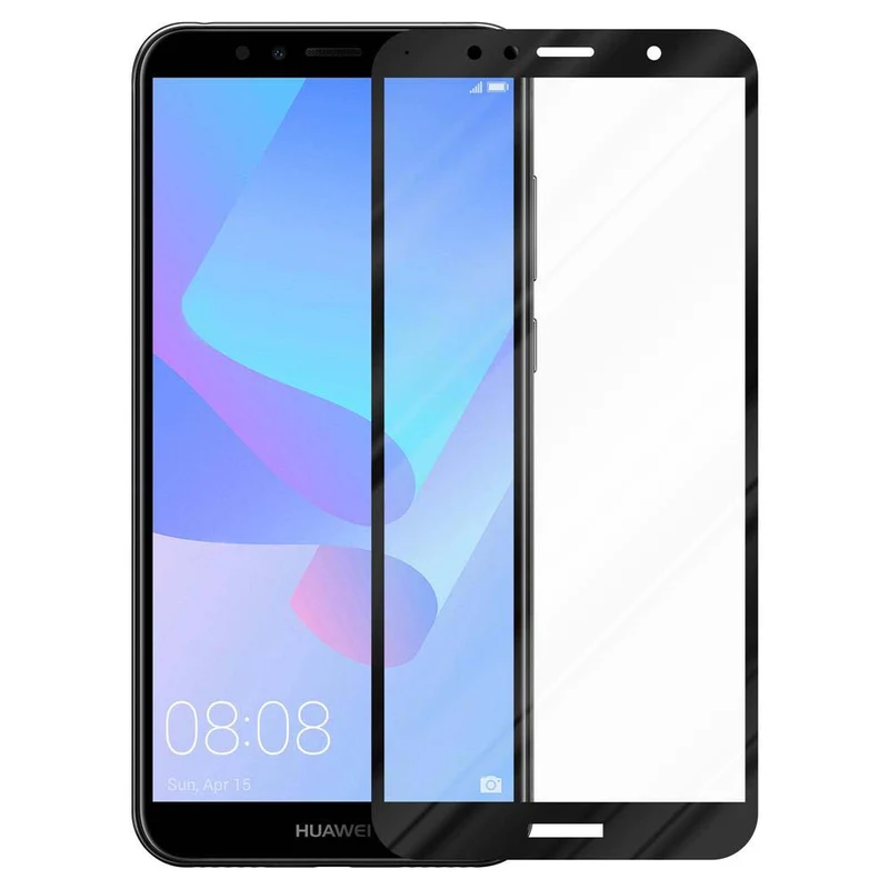 Cadorabo Vollbild Panzer Folie kompatibel mit Huawei Y6 PRIME - Schutzfolie Gehärtetes (Tempered) Display-Schutzglas in 9H Härte mit 3D Touch