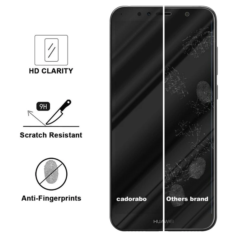 Cadorabo Vollbild Panzer Folie kompatibel mit Huawei Y6 PRIME - Schutzfolie Gehärtetes (Tempered) Display-Schutzglas in 9H Härte mit 3D Touch