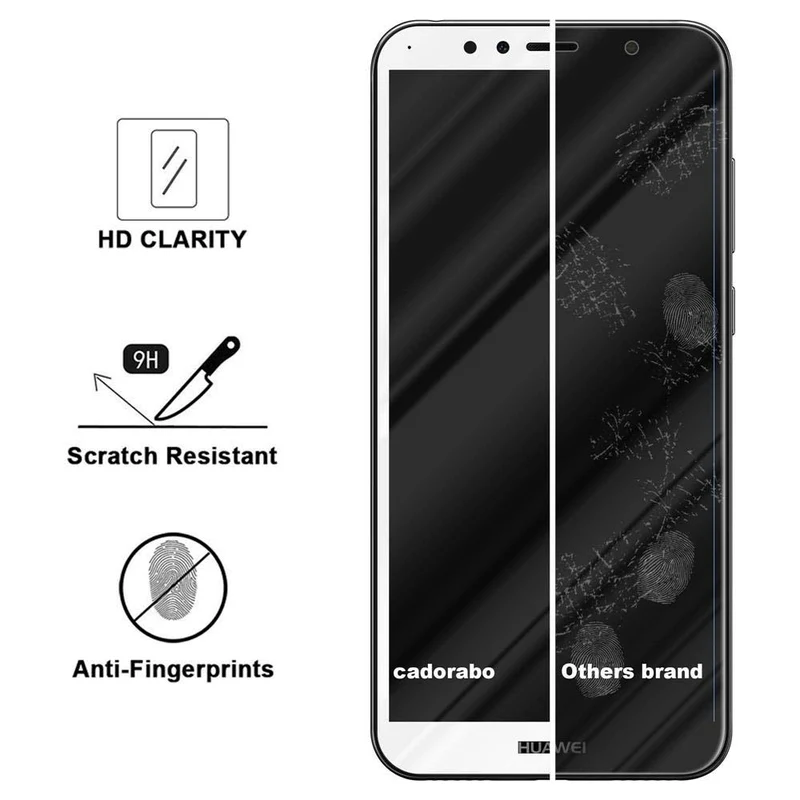 Cadorabo Vollbild Panzer Folie kompatibel mit Huawei Y6 PRIME - Schutzfolie Gehärtetes (Tempered) Display-Schutzglas in 9H Härte mit 3D Touch