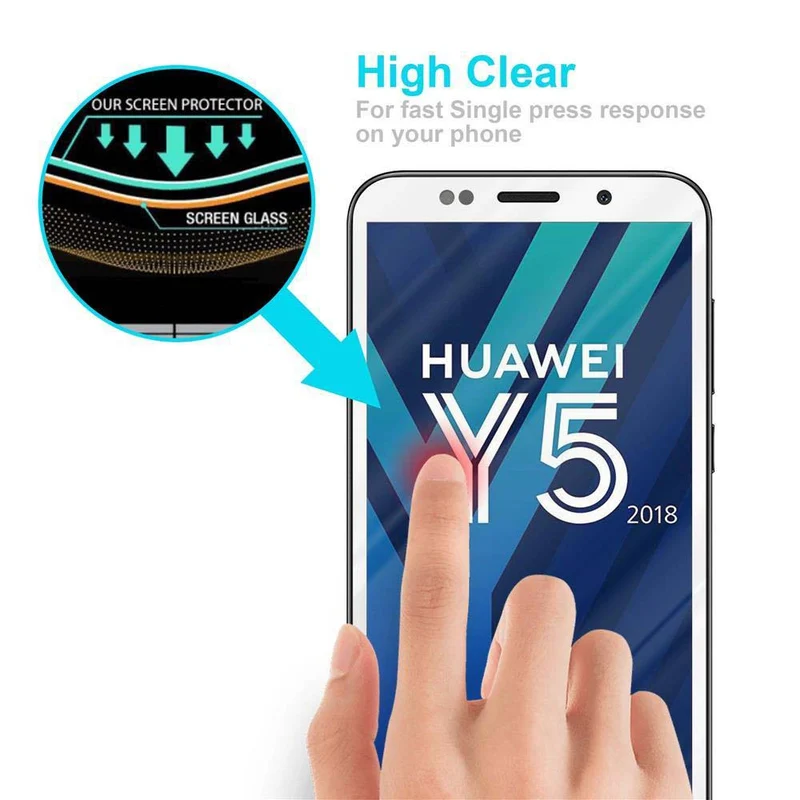 Cadorabo Vollbild Panzer Folie kompatibel mit Huawei Y5 PRIME 2018 / Y5 2018 - Schutzfolie Gehärtetes (Tempered) Display-Schutzglas in 9H Härte mit 3D Touch