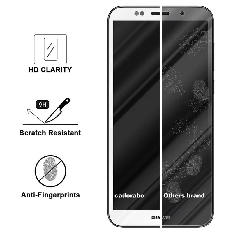 Cadorabo Vollbild Panzer Folie kompatibel mit Huawei Y5 PRIME 2018 / Y5 2018 - Schutzfolie Gehärtetes (Tempered) Display-Schutzglas in 9H Härte mit 3D Touch