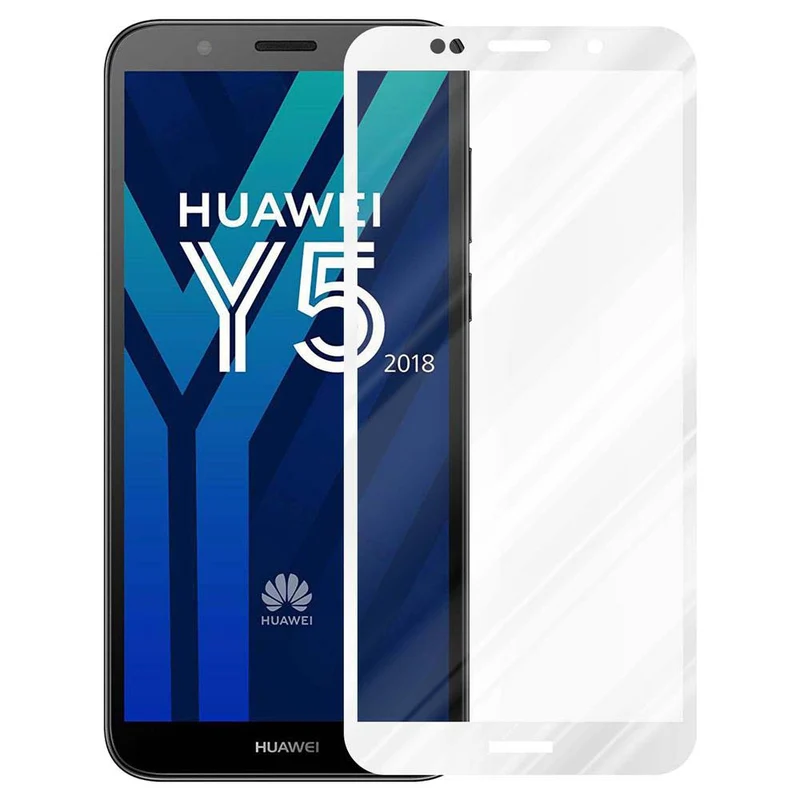 Cadorabo Vollbild Panzer Folie kompatibel mit Huawei Y5 PRIME 2018 / Y5 2018 - Schutzfolie Gehärtetes (Tempered) Display-Schutzglas in 9H Härte mit 3D Touch