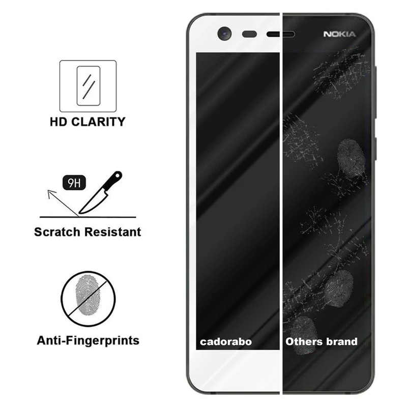 Cadorabo Vollbild Panzer Folie kompatibel mit Nokia 2 2017 - Schutzfolie Gehärtetes (Tempered) Display-Schutzglas in 9H Härte mit 3D Touch
