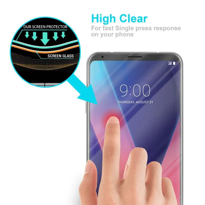 Cadorabo Panzer Folie kompatibel mit LG V30 / V30+ / V30S / V30S+ - Schutzfolie Gehärtetes (Tempered) Display-Schutzglas in 9H Härte mit 3D Touch Kompatibilität