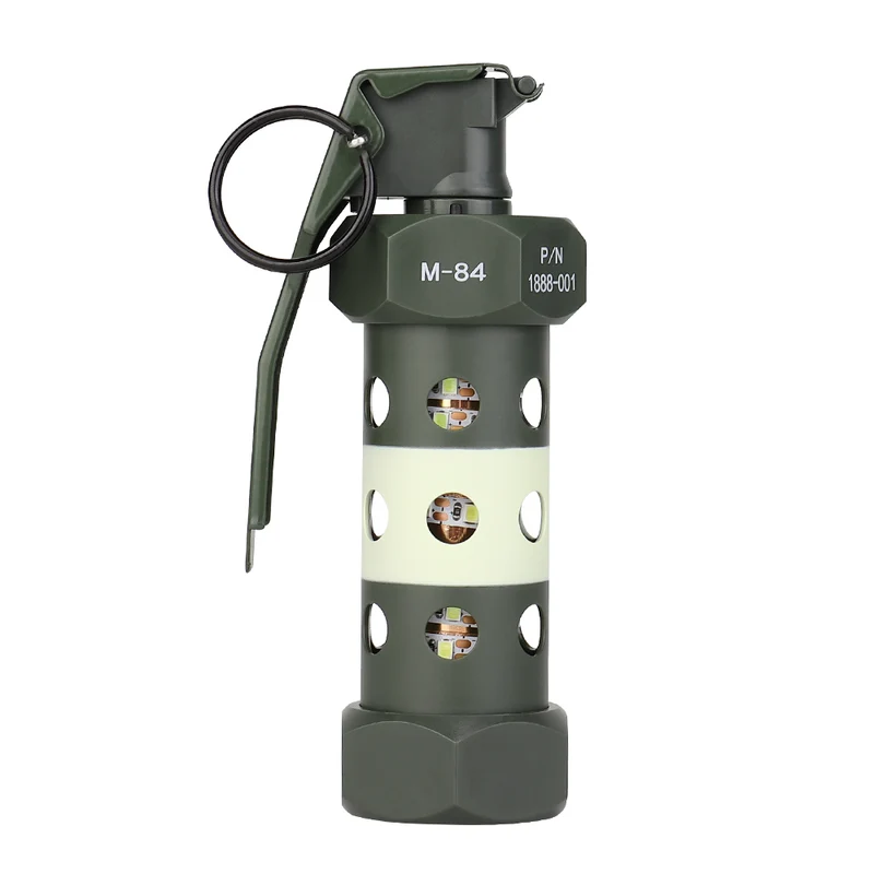 M-84 Airsoft Blendgranate Replika – LED Flashbang mit Timer- & Taschenlampenmodus (Milsim / Cosplay / Deko)