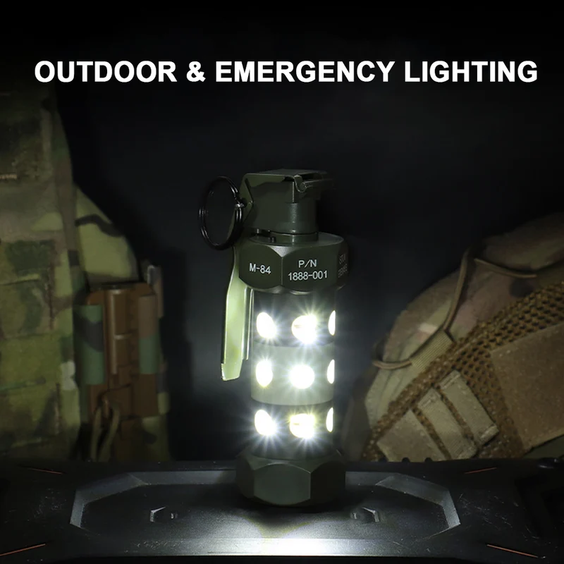 M-84 Airsoft Blendgranate Replika – LED Flashbang mit Timer- & Taschenlampenmodus (Milsim / Cosplay / Deko)