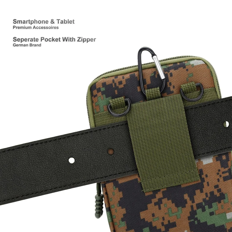 Cadorabo Taktische Handytasche -Molle-EDC-Tasche kompatibel mit Alcatel 7 mit Schultergurt -Handyhalter, Militär Gürteltasche, Hüfttasche