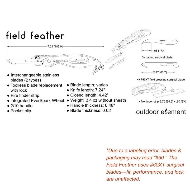 Field Feather - Replaceable Blade Folding Knife