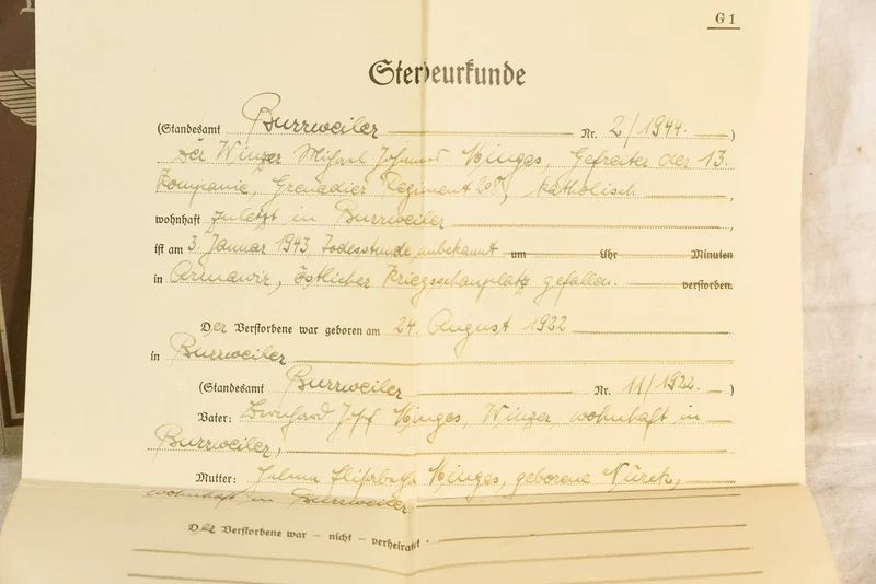 Konvolut Dokumente nur Familie mit Wehrpass