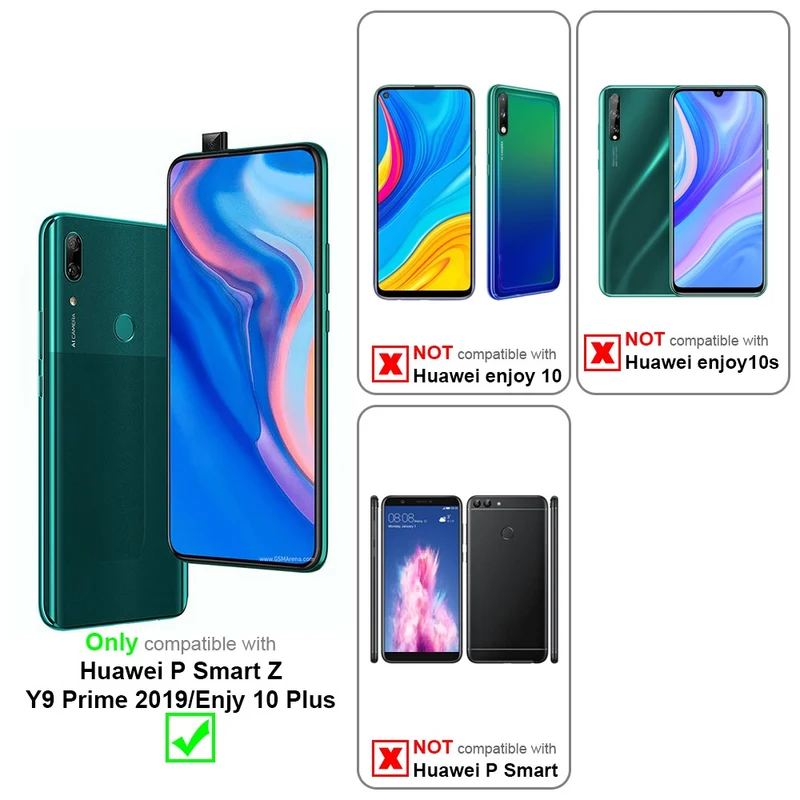 Cadorabo Hülle kompatibel mit Huawei P SMART Z / Y9 PRIME 2019 / Enjoy 10 PLUS Clear View Spiegel Schutzhülle mit Standfunktion 360 Grad Schutz