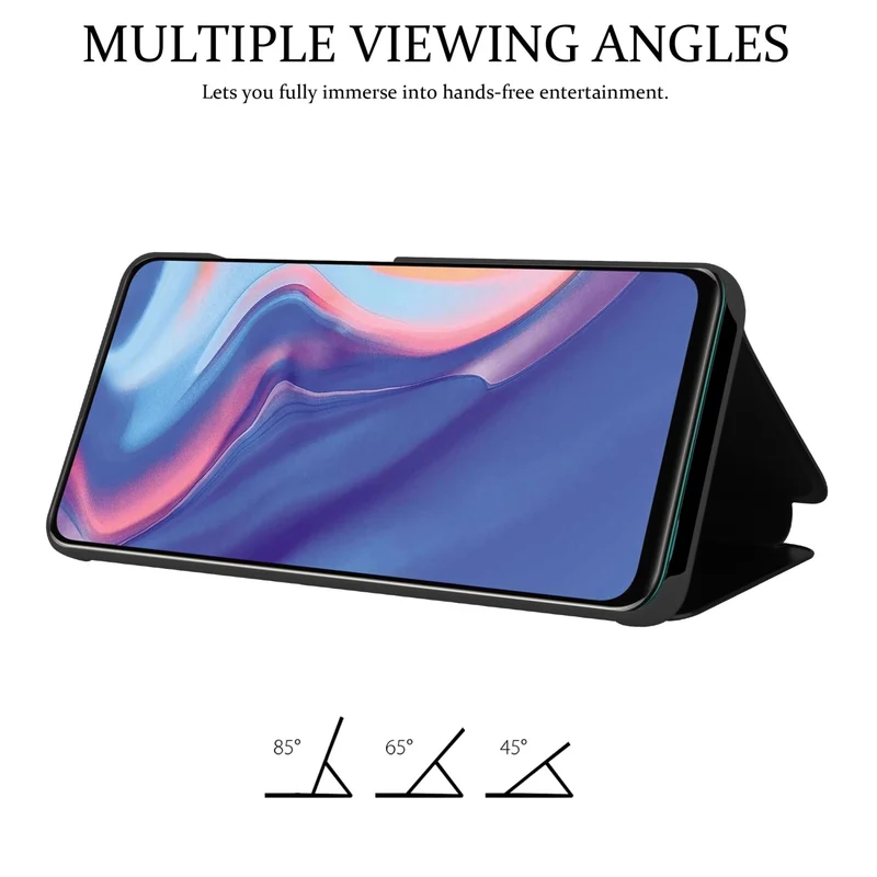 Cadorabo Hülle kompatibel mit Huawei P SMART Z / Y9 PRIME 2019 / Enjoy 10 PLUS Clear View Spiegel Schutzhülle mit Standfunktion 360 Grad Schutz