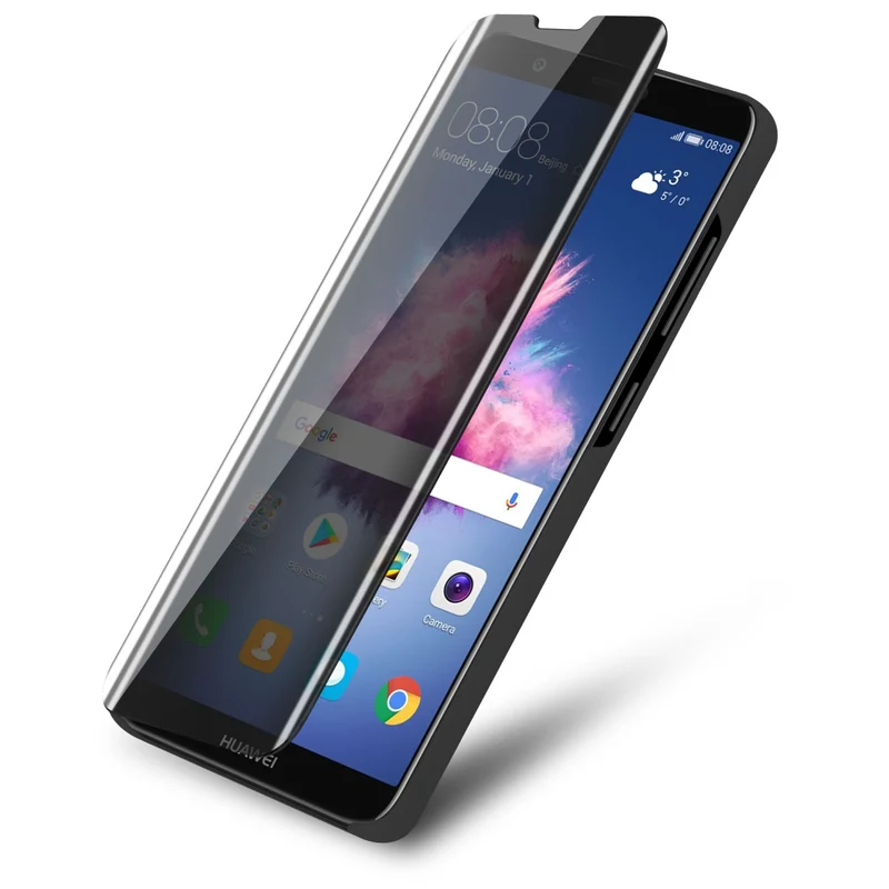 Cadorabo Hülle kompatibel mit Huawei P SMART 2018 / Enjoy 7S Clear View Spiegel Schutzhülle mit Standfunktion 360 Grad Schutz