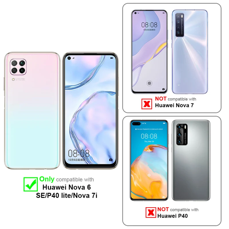 Cadorabo Hülle kompatibel mit Huawei NOVA 6 SE / P40 LITE / NOVA 7i Clear View Spiegel Schutzhülle mit Standfunktion 360 Grad Schutz