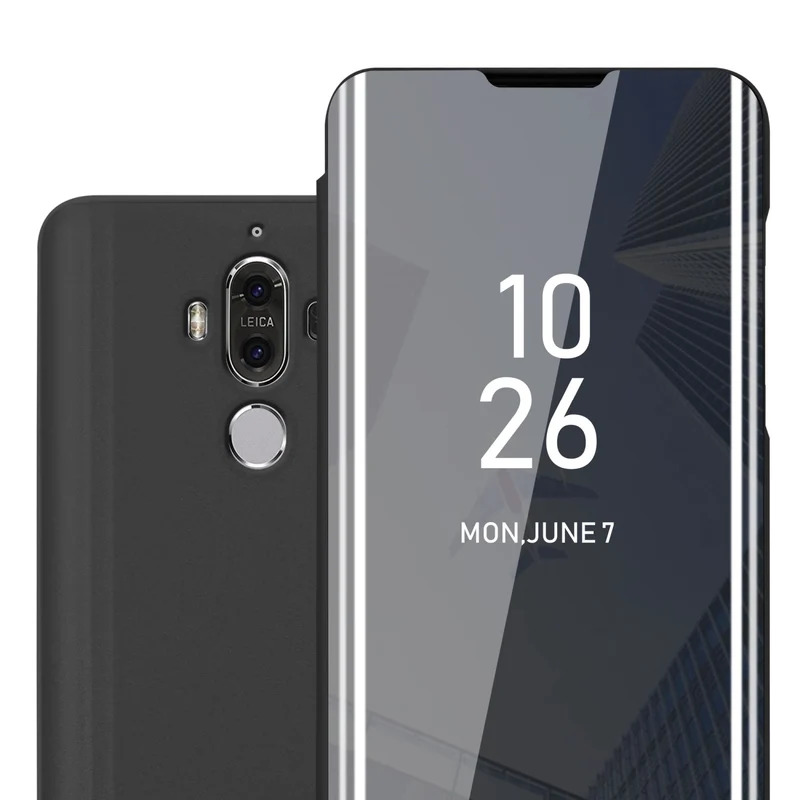 Cadorabo Hülle kompatibel mit Huawei MATE 9 Clear View Spiegel Schutzhülle mit Standfunktion 360 Grad Schutz