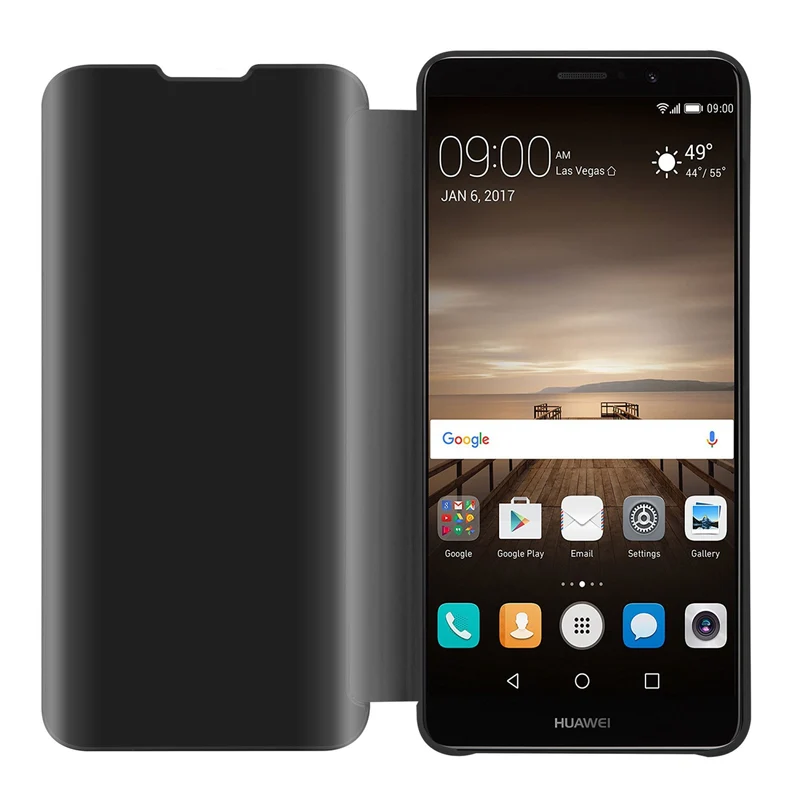 Cadorabo Hülle kompatibel mit Huawei MATE 9 Clear View Spiegel Schutzhülle mit Standfunktion 360 Grad Schutz