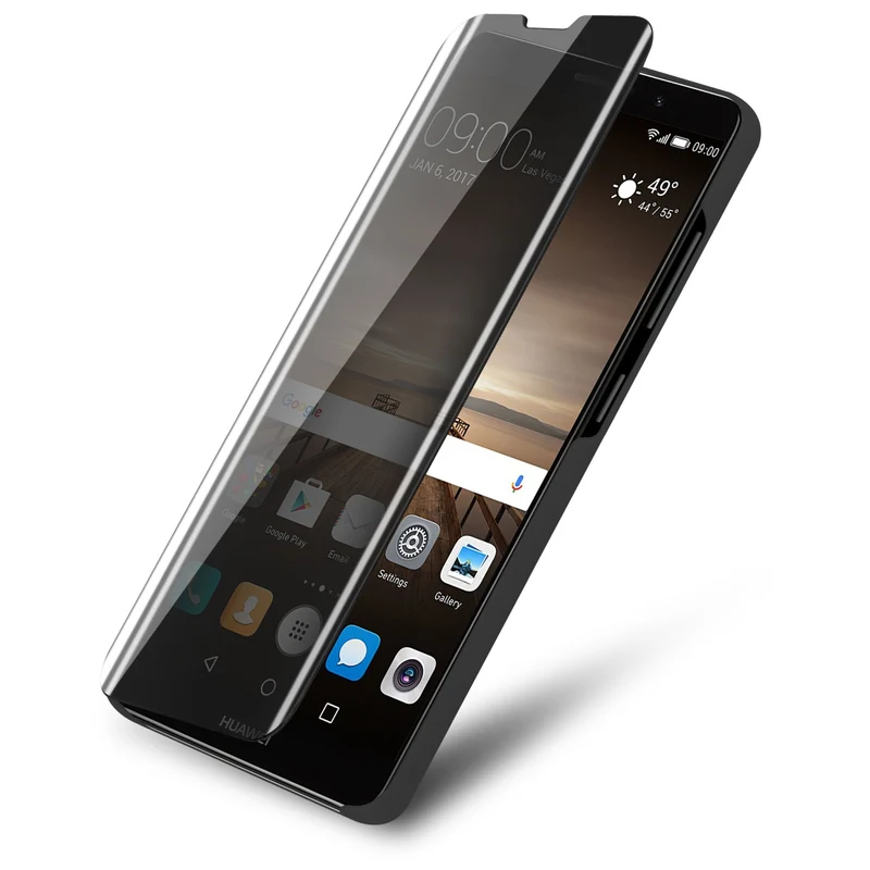 Cadorabo Hülle kompatibel mit Huawei MATE 9 Clear View Spiegel Schutzhülle mit Standfunktion 360 Grad Schutz