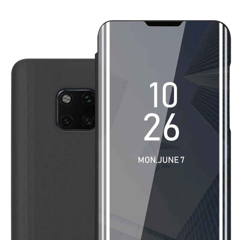 Cadorabo Hülle kompatibel mit Huawei MATE 20 PRO Clear View Spiegel Schutzhülle mit Standfunktion 360 Grad Schutz