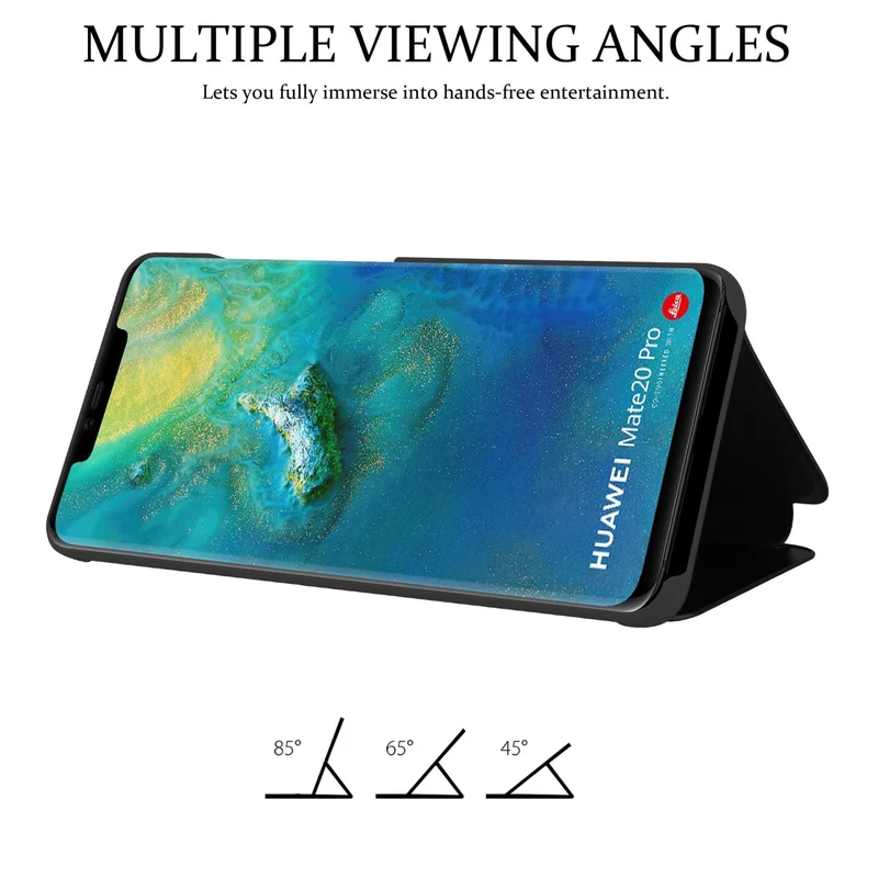 Cadorabo Hülle kompatibel mit Huawei MATE 20 PRO Clear View Spiegel Schutzhülle mit Standfunktion 360 Grad Schutz