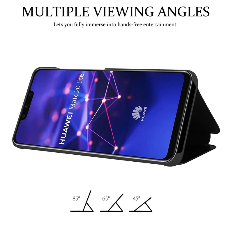 Cadorabo Hülle kompatibel mit Huawei MATE 20 LITE Clear View Spiegel Schutzhülle mit Standfunktion 360 Grad Schutz