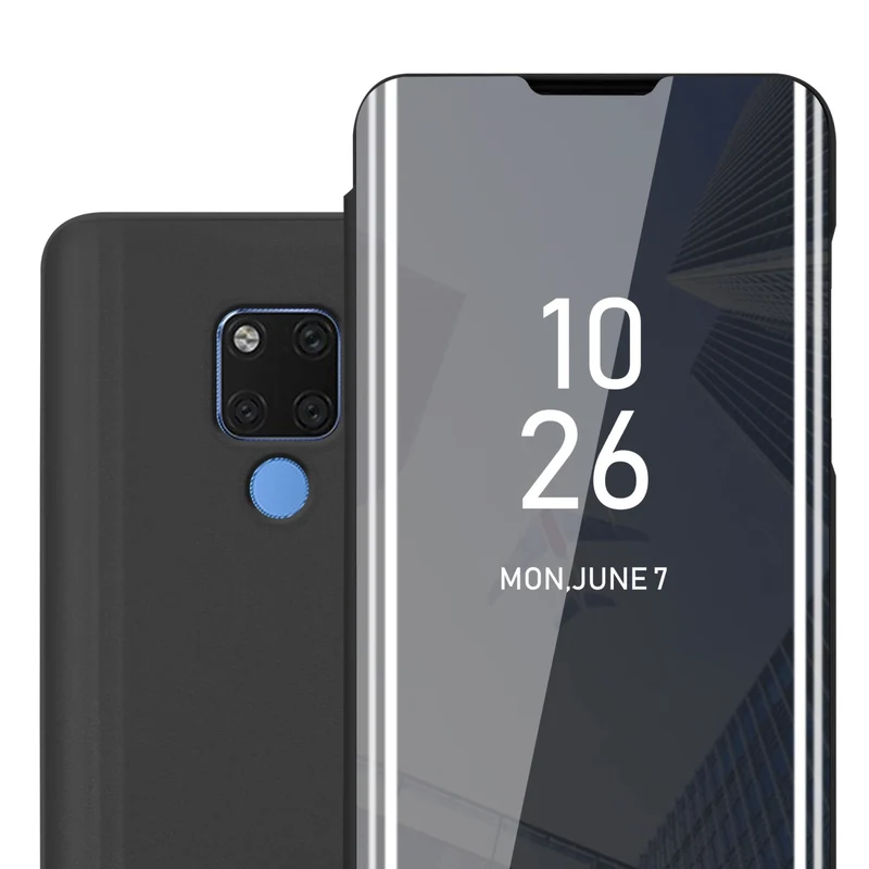 Cadorabo Hülle kompatibel mit Huawei MATE 20 Clear View Spiegel Schutzhülle mit Standfunktion 360 Grad Schutz