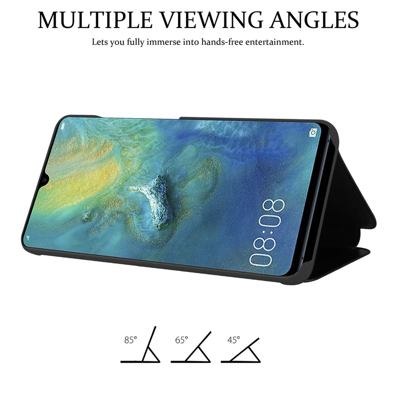 Cadorabo Hülle kompatibel mit Huawei MATE 20 Clear View Spiegel Schutzhülle mit Standfunktion 360 Grad Schutz
