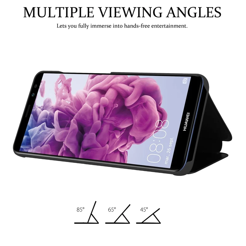 Cadorabo Hülle kompatibel mit Huawei MATE 10 LITE / NOVA 2i Clear View Spiegel Schutzhülle mit Standfunktion 360 Grad Schutz