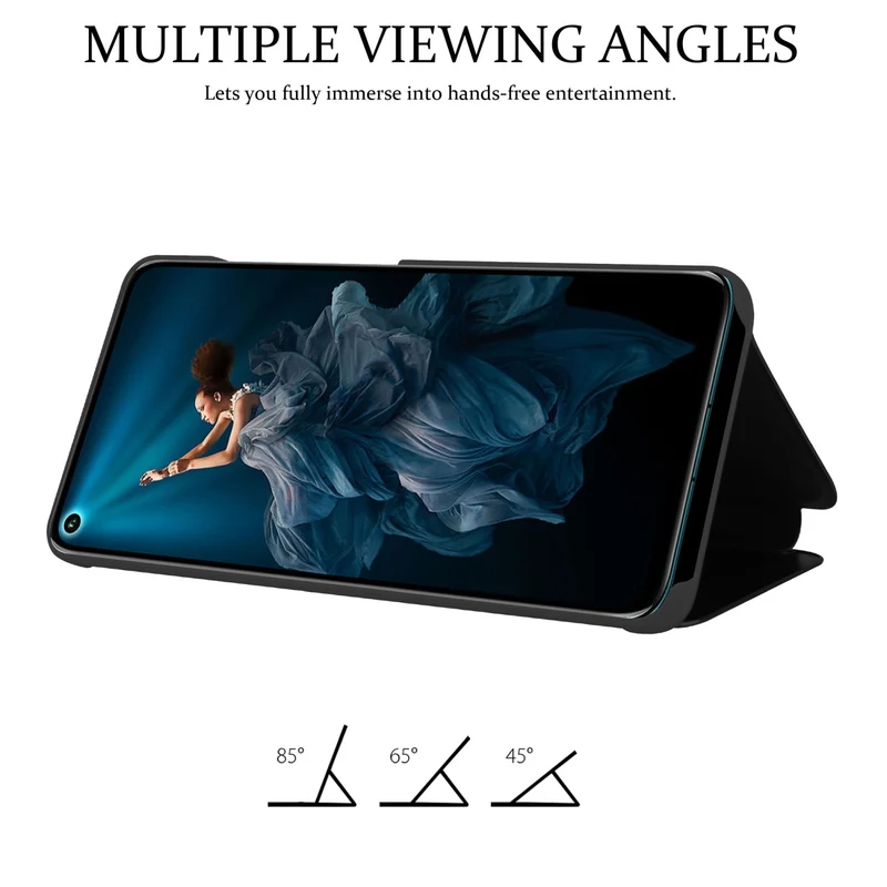 Cadorabo Hülle kompatibel mit Honor 20 PRO Clear View Spiegel Schutzhülle mit Standfunktion 360 Grad Schutz