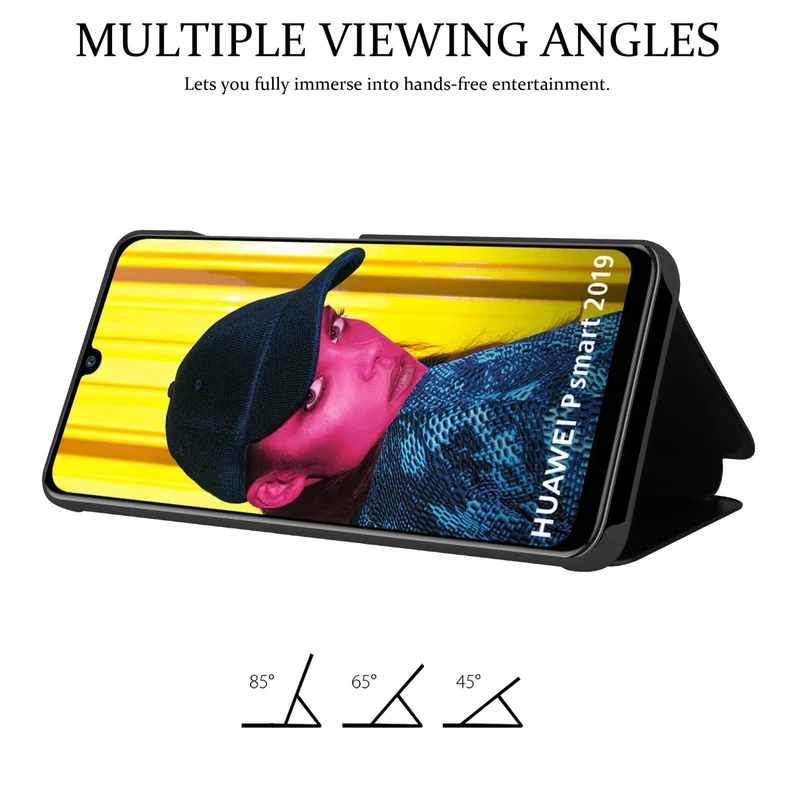Cadorabo Hülle kompatibel mit Honor 10 LITE / Huawei P SMART 2019 Clear View Spiegel Schutzhülle mit Standfunktion 360 Grad Schutz
