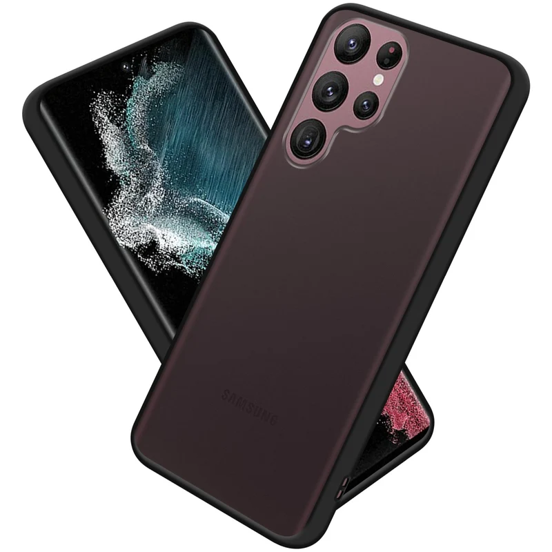 Cadorabo Hülle kompatibel mit Samsung Galaxy S22 ULTRA Hybrid Schutzhülle mit TPU Silikon Innenseite und matter Kunststoff Rückseite