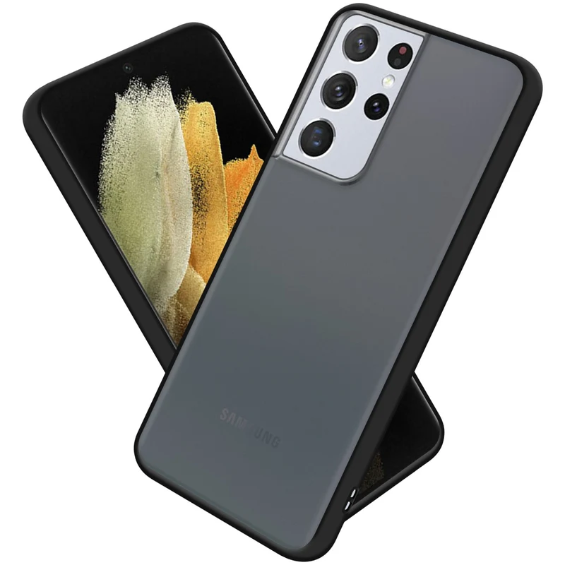 Cadorabo Hülle kompatibel mit Samsung Galaxy S21 ULTRA Hybrid Schutzhülle mit TPU Silikon Innenseite und matter Kunststoff Rückseite