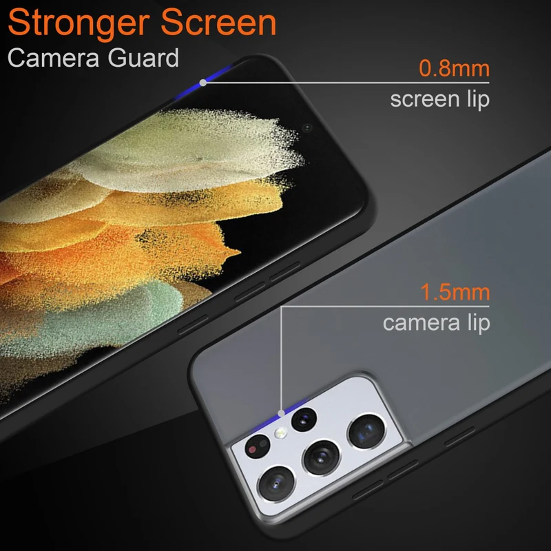 Cadorabo Hülle kompatibel mit Samsung Galaxy S21 ULTRA Hybrid Schutzhülle mit TPU Silikon Innenseite und matter Kunststoff Rückseite