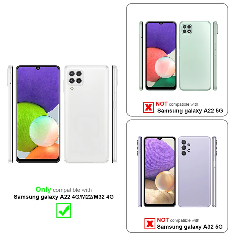 Cadorabo Hülle kompatibel mit Samsung Galaxy A22 4G / M22 / M32 4G Hybrid Schutzhülle mit TPU Silikon Innenseite und matter Kunststoff Rückseite