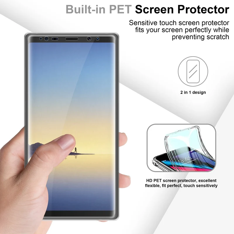 Cadorabo Hülle kompatibel mit Samsung Galaxy NOTE 8 360° Full Body Schutzhülle - Front- und Rückenschutz, Rundumschutz mit Displayschutz