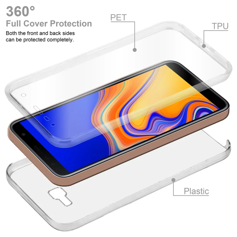 Cadorabo Hülle kompatibel mit Samsung Galaxy J4 PLUS 360° Full Body Schutzhülle - Front- und Rückenschutz, Rundumschutz mit Displayschutz