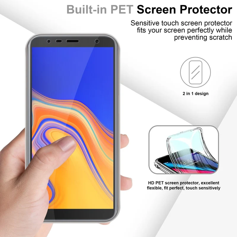 Cadorabo Hülle kompatibel mit Samsung Galaxy J4 PLUS 360° Full Body Schutzhülle - Front- und Rückenschutz, Rundumschutz mit Displayschutz
