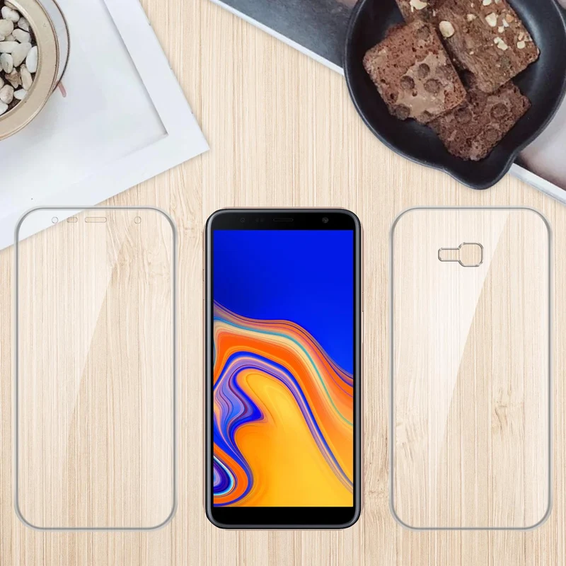 Cadorabo Hülle kompatibel mit Samsung Galaxy J4 PLUS 360° Full Body Schutzhülle - Front- und Rückenschutz, Rundumschutz mit Displayschutz