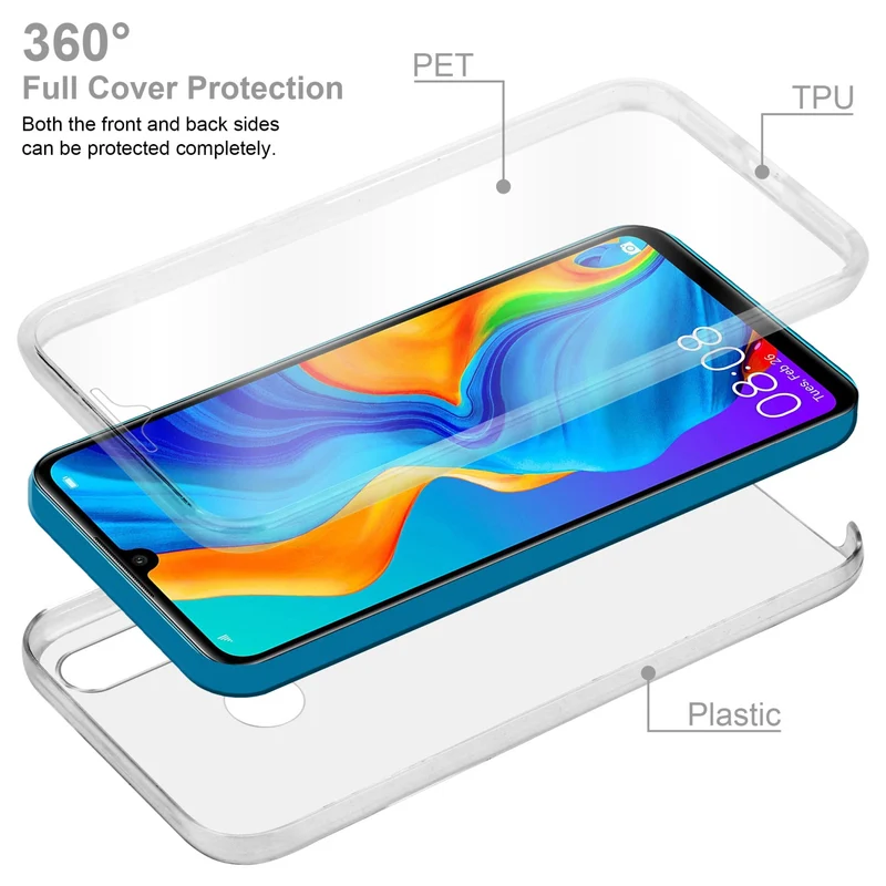 Cadorabo Hülle kompatibel mit Huawei P30 LITE 360° Full Body Schutzhülle - Front- und Rückenschutz, Rundumschutz mit Displayschutz