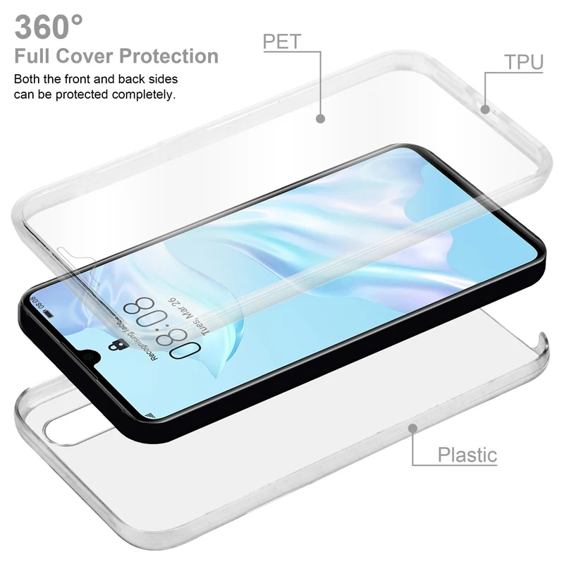 Cadorabo Hülle kompatibel mit Huawei P30 360° Full Body Schutzhülle - Front- und Rückenschutz, Rundumschutz mit Displayschutz