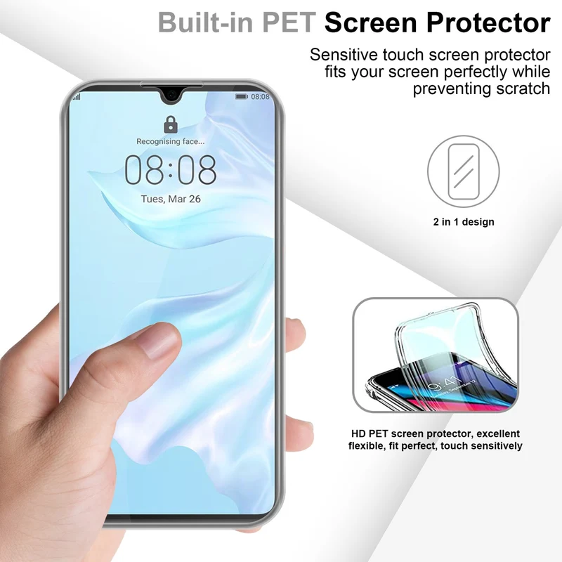 Cadorabo Hülle kompatibel mit Huawei P30 360° Full Body Schutzhülle - Front- und Rückenschutz, Rundumschutz mit Displayschutz