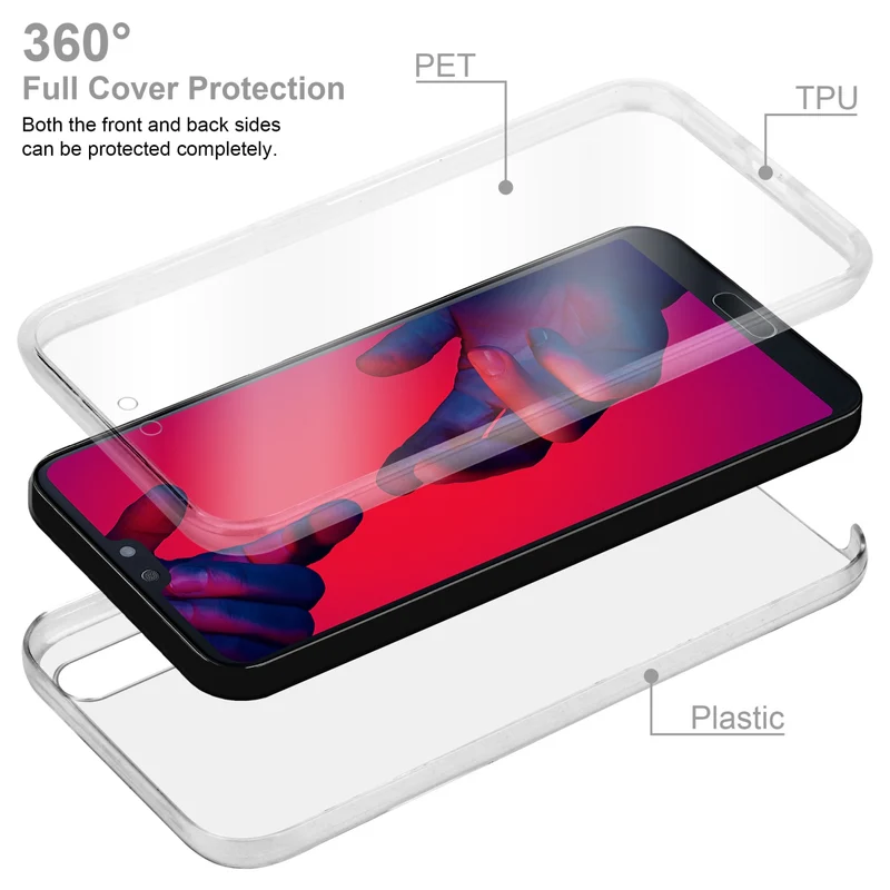 Cadorabo Hülle kompatibel mit Huawei P20 PRO / P20 PLUS 360° Full Body Schutzhülle - Front- und Rückenschutz, Rundumschutz mit Displayschutz