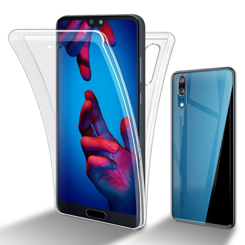 Cadorabo Hülle kompatibel mit Huawei P20 360° Full Body Schutzhülle - Front- und Rückenschutz, Rundumschutz mit Displayschutz