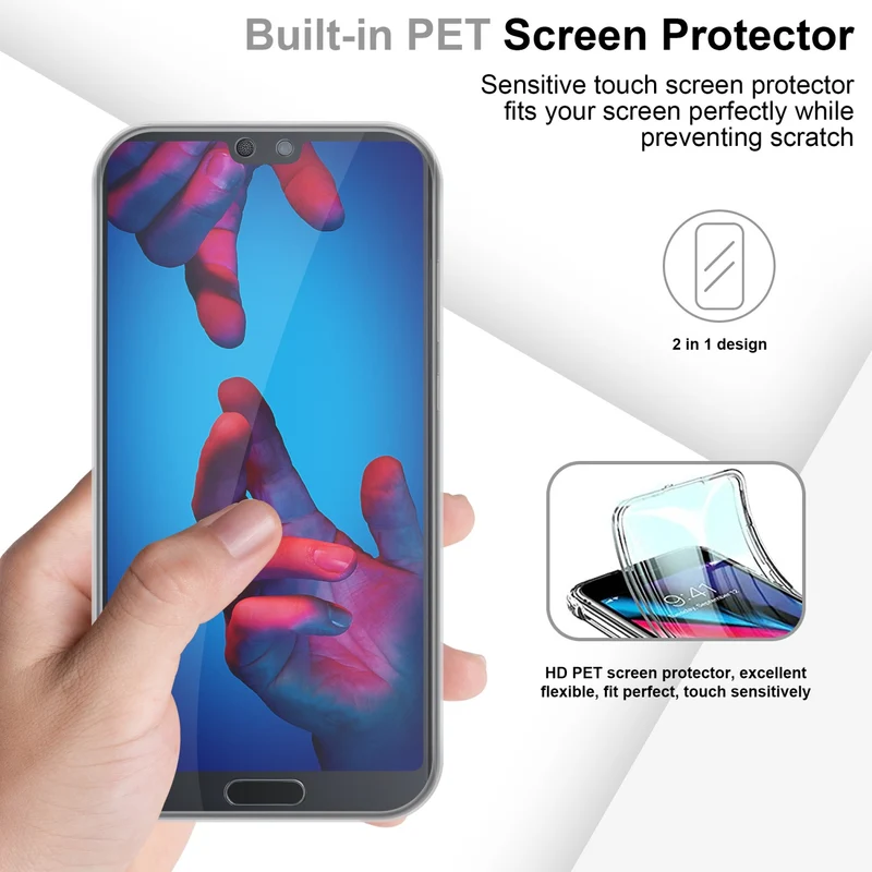 Cadorabo Hülle kompatibel mit Huawei P20 360° Full Body Schutzhülle - Front- und Rückenschutz, Rundumschutz mit Displayschutz