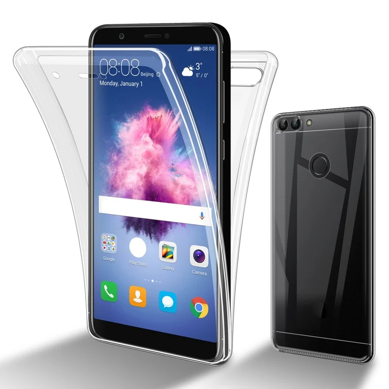 Cadorabo Hülle kompatibel mit Huawei P SMART 2018 / Enjoy 7S 360° Full Body Schutzhülle - Front- und Rückenschutz, Rundumschutz mit Displayschutz
