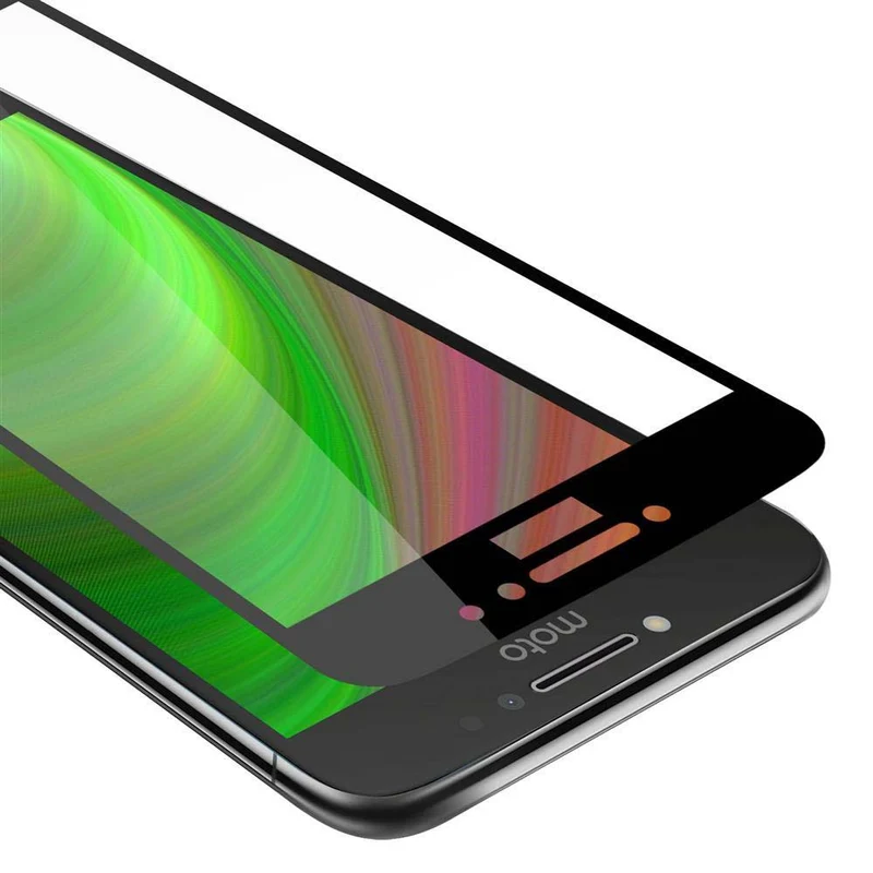 Cadorabo Vollbild Panzer Folie kompatibel mit Motorola MOTO E4 - Schutzfolie Gehärtetes (Tempered) Display-Schutzglas in 9H Härte mit 3D Touch
