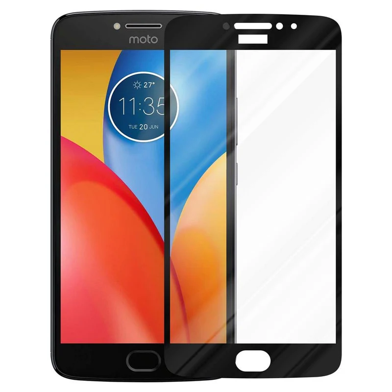 Cadorabo Vollbild Panzer Folie kompatibel mit Motorola MOTO E4 - Schutzfolie Gehärtetes (Tempered) Display-Schutzglas in 9H Härte mit 3D Touch