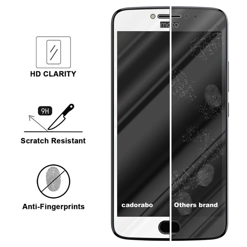 Cadorabo Vollbild Panzer Folie kompatibel mit Motorola MOTO E4 - Schutzfolie Gehärtetes (Tempered) Display-Schutzglas in 9H Härte mit 3D Touch