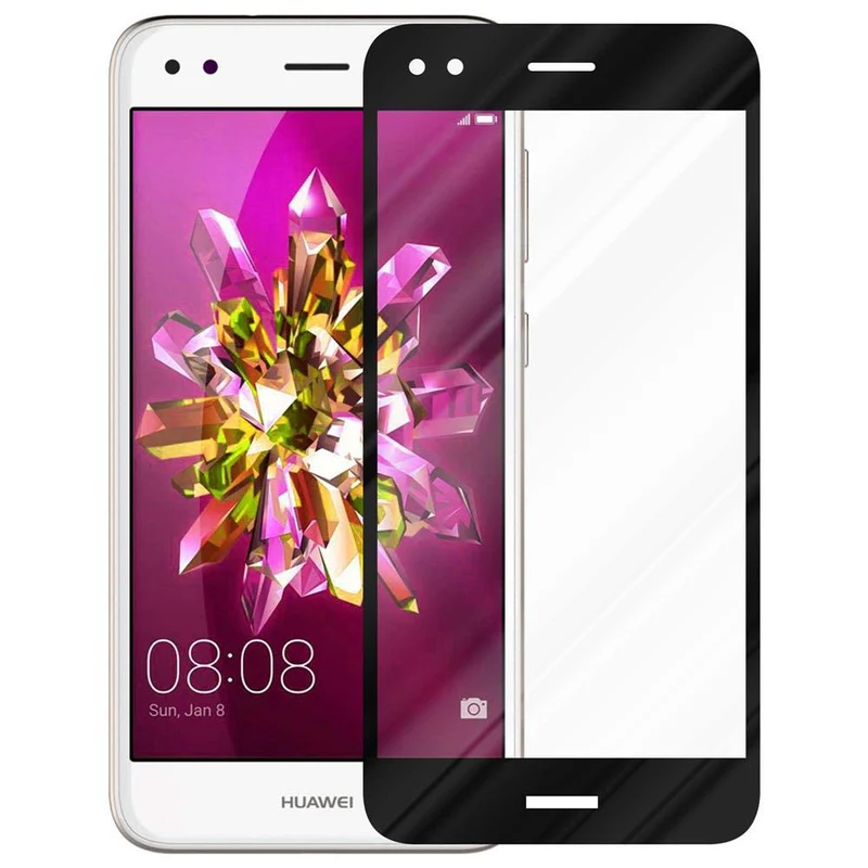 Cadorabo Vollbild Panzer Folie kompatibel mit Huawei Enjoy 7 - Schutzfolie Gehärtetes (Tempered) Display-Schutzglas in 9H Härte mit 3D Touch